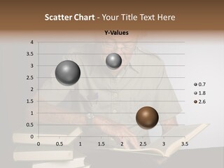 A Man Sitting At A Table With A Stack Of Books PowerPoint Template