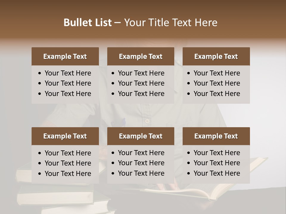 A Man Sitting At A Table With A Stack Of Books PowerPoint Template