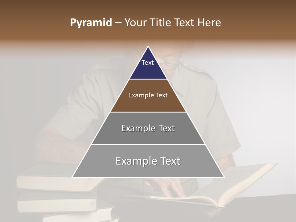 A Man Sitting At A Table With A Stack Of Books PowerPoint Template