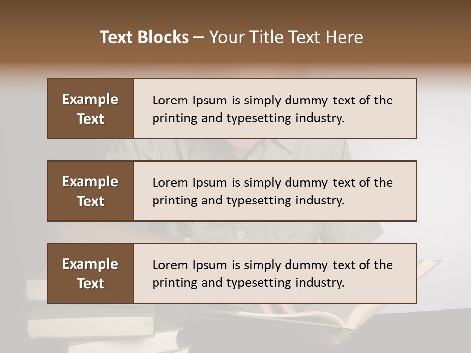 A Man Sitting At A Table With A Stack Of Books PowerPoint Template