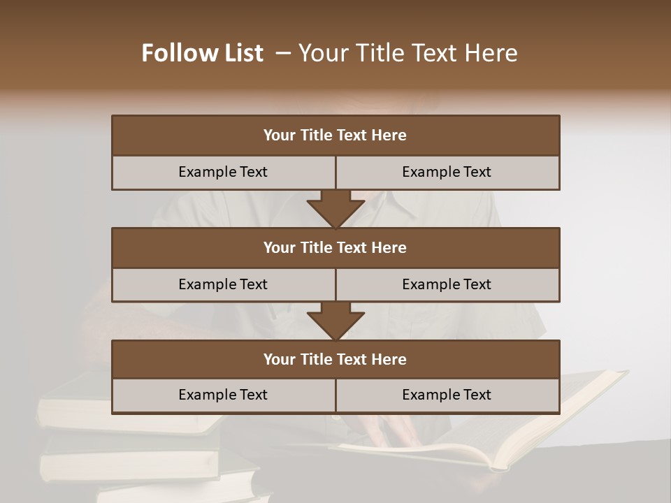 A Man Sitting At A Table With A Stack Of Books PowerPoint Template