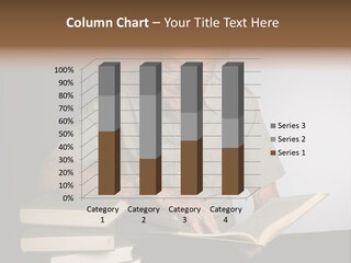 A Man Sitting At A Table With A Stack Of Books PowerPoint Template
