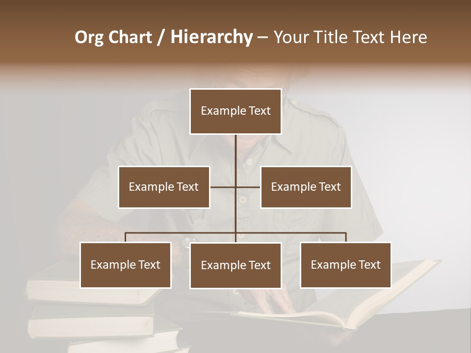 A Man Sitting At A Table With A Stack Of Books PowerPoint Template