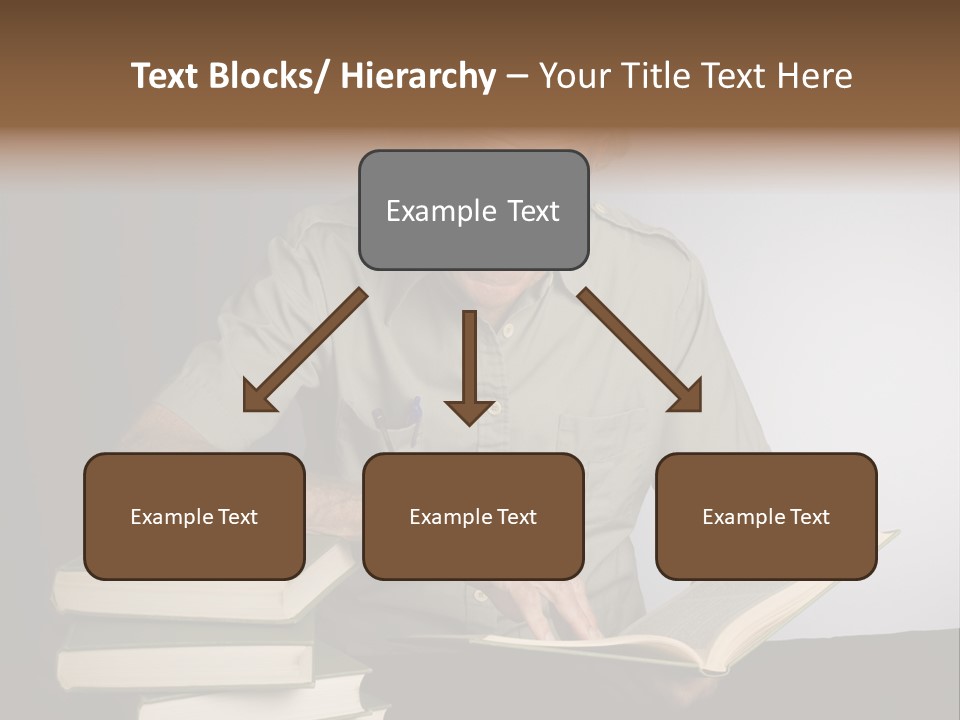 A Man Sitting At A Table With A Stack Of Books PowerPoint Template