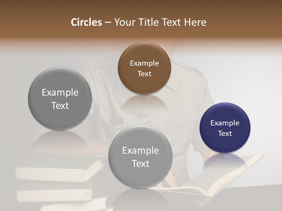 A Man Sitting At A Table With A Stack Of Books PowerPoint Template