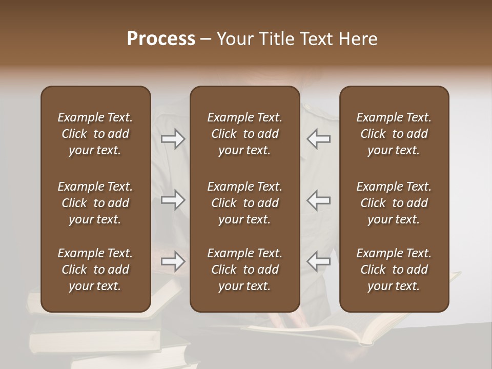 A Man Sitting At A Table With A Stack Of Books PowerPoint Template