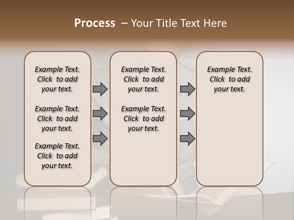 A Man Sitting At A Table With A Stack Of Books PowerPoint Template