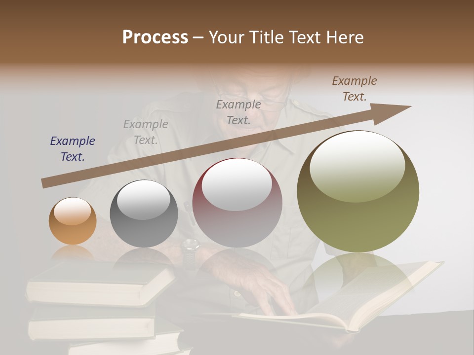 A Man Sitting At A Table With A Stack Of Books PowerPoint Template
