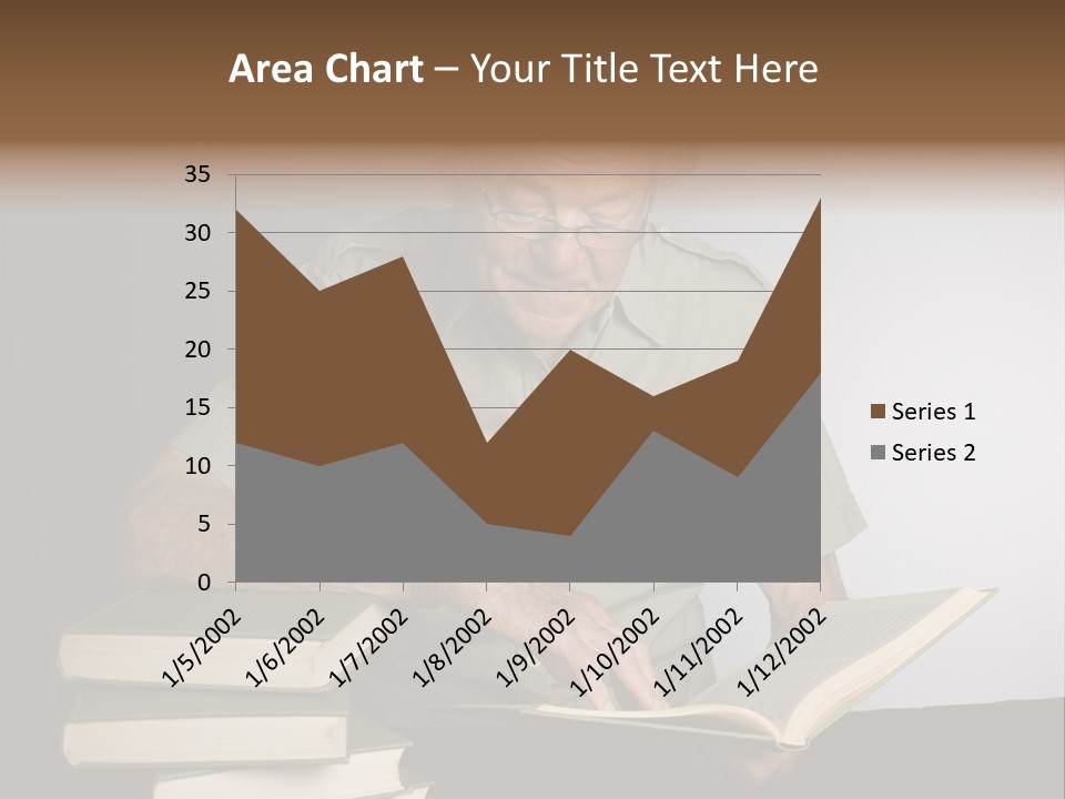 A Man Sitting At A Table With A Stack Of Books PowerPoint Template