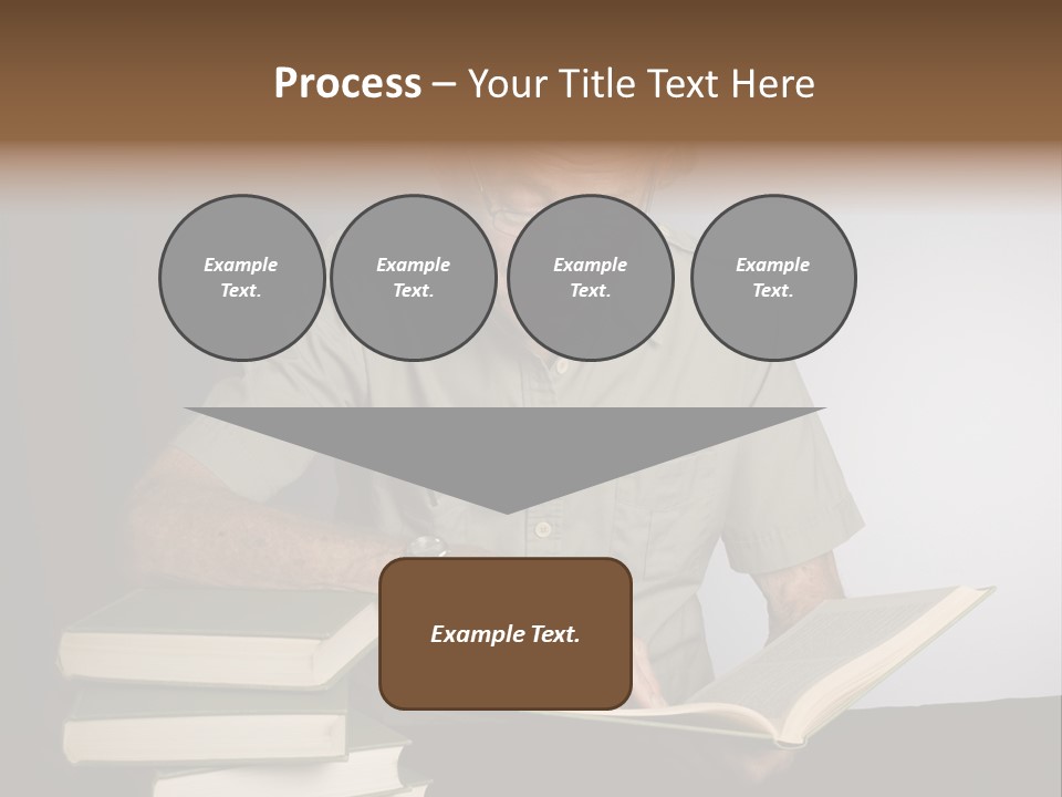 A Man Sitting At A Table With A Stack Of Books PowerPoint Template