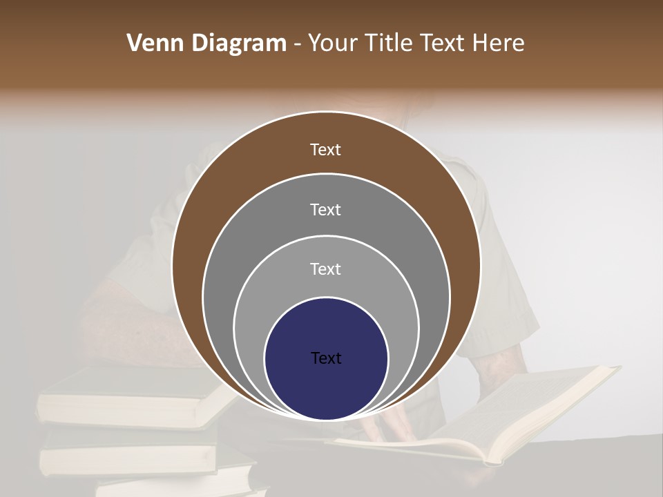 A Man Sitting At A Table With A Stack Of Books PowerPoint Template