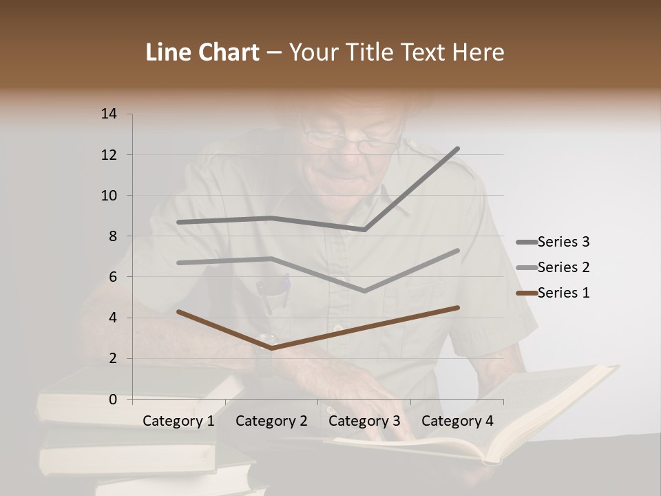 A Man Sitting At A Table With A Stack Of Books PowerPoint Template