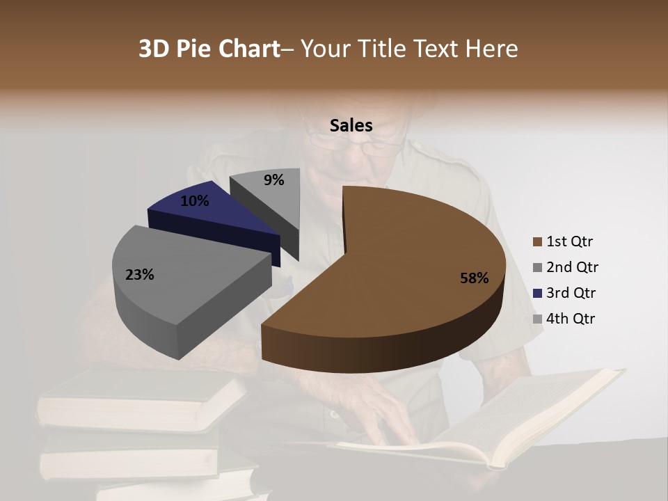 A Man Sitting At A Table With A Stack Of Books PowerPoint Template