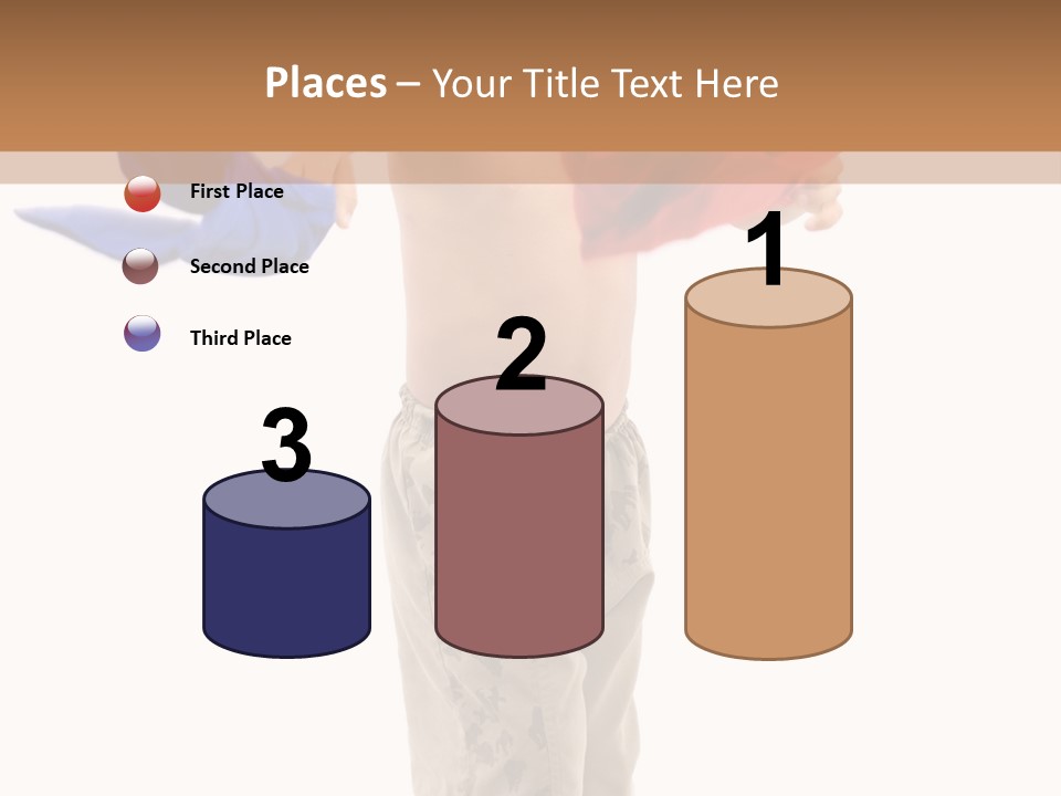 Boy Playing With Blue And Red T-Shirt . PowerPoint Template