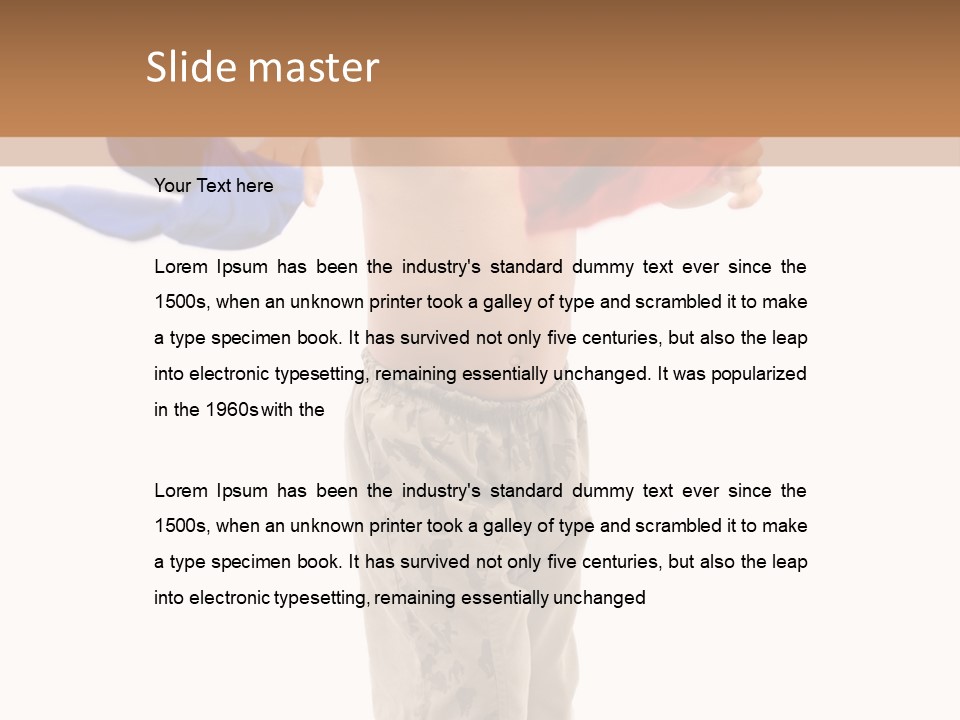 Boy Playing With Blue And Red T-Shirt . PowerPoint Template