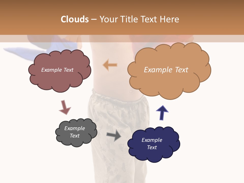 Boy Playing With Blue And Red T-Shirt . PowerPoint Template