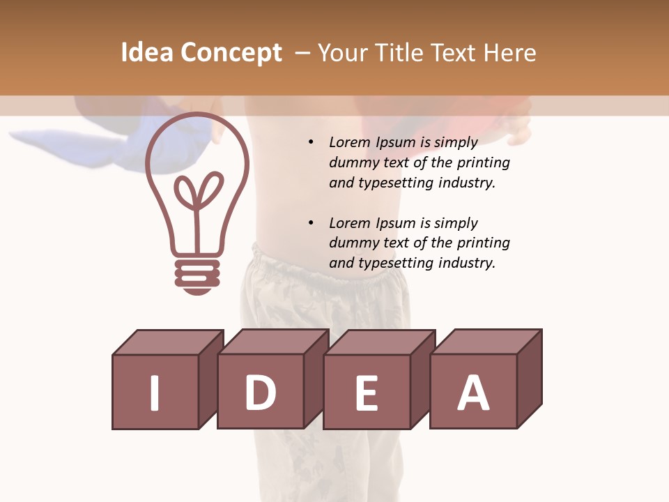 Boy Playing With Blue And Red T-Shirt . PowerPoint Template