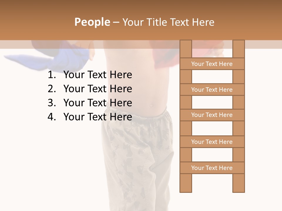 Boy Playing With Blue And Red T-Shirt . PowerPoint Template