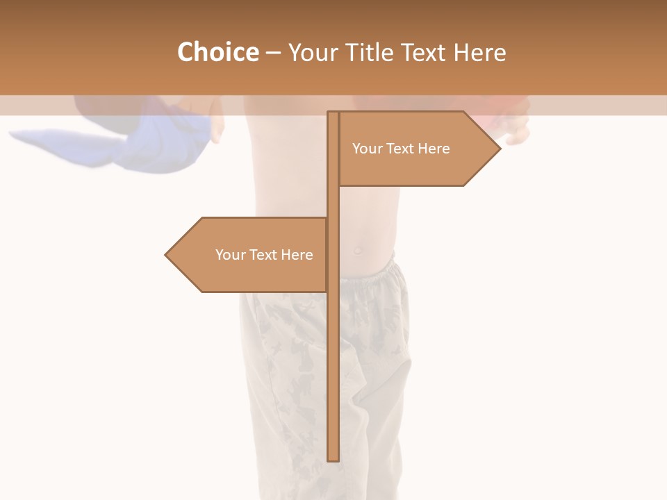 Boy Playing With Blue And Red T-Shirt . PowerPoint Template