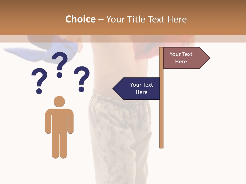 Boy Playing With Blue And Red T-Shirt . PowerPoint Template