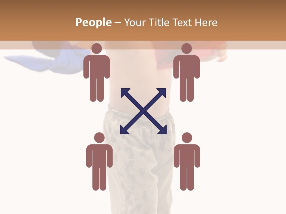 Boy Playing With Blue And Red T-Shirt . PowerPoint Template