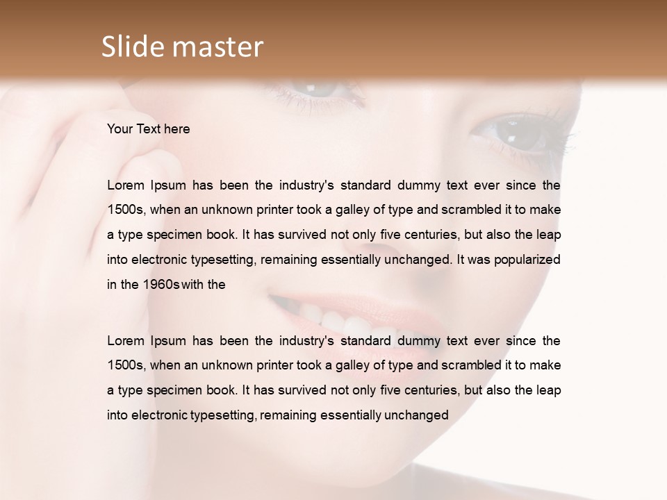 Beautiful Young  Woman Draw Beauty Shape Of Eyebrows Using Cosmetic Brush Beautiful Young  Woman Draw Beauty Shape Of Eyebrows Using Cosmetic Brush PowerPoint Template