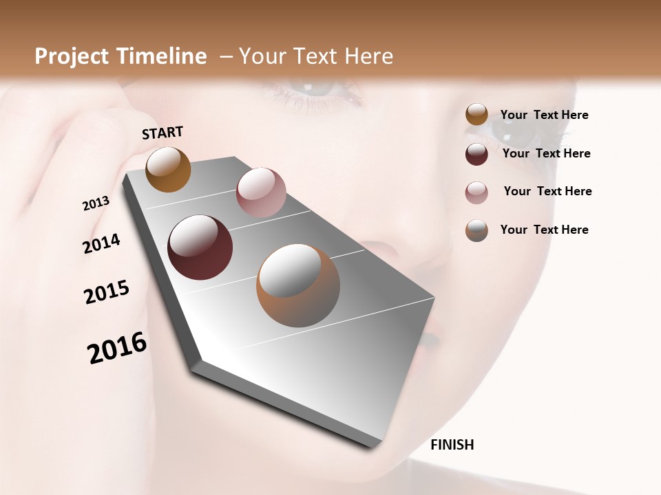 Beautiful Young  Woman Draw Beauty Shape Of Eyebrows Using Cosmetic Brush Beautiful Young  Woman Draw Beauty Shape Of Eyebrows Using Cosmetic Brush PowerPoint Template