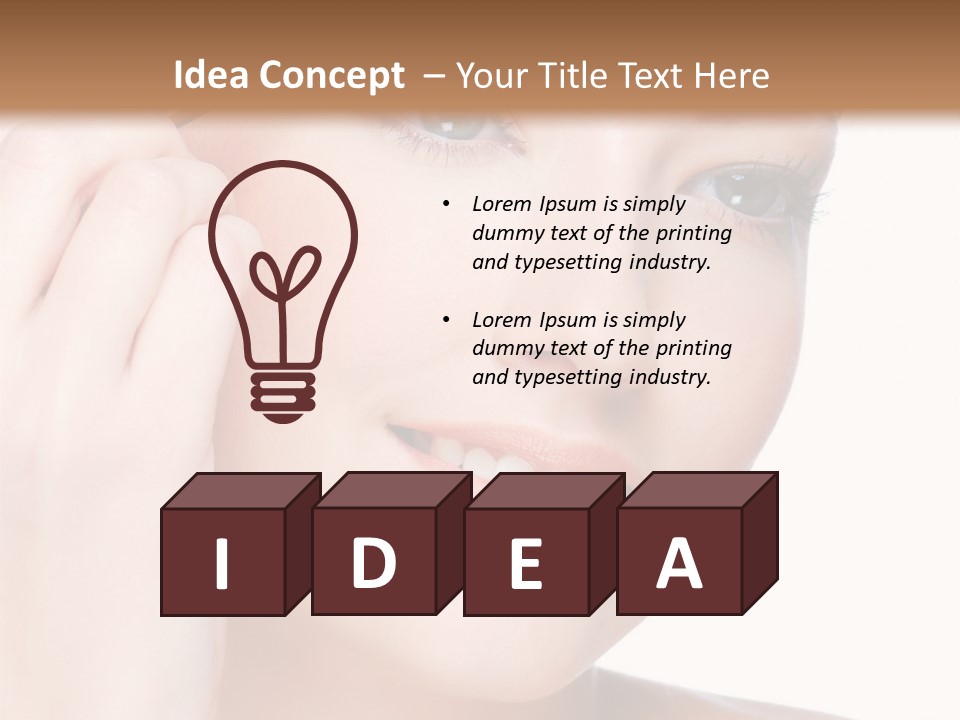 Beautiful Young  Woman Draw Beauty Shape Of Eyebrows Using Cosmetic Brush Beautiful Young  Woman Draw Beauty Shape Of Eyebrows Using Cosmetic Brush PowerPoint Template