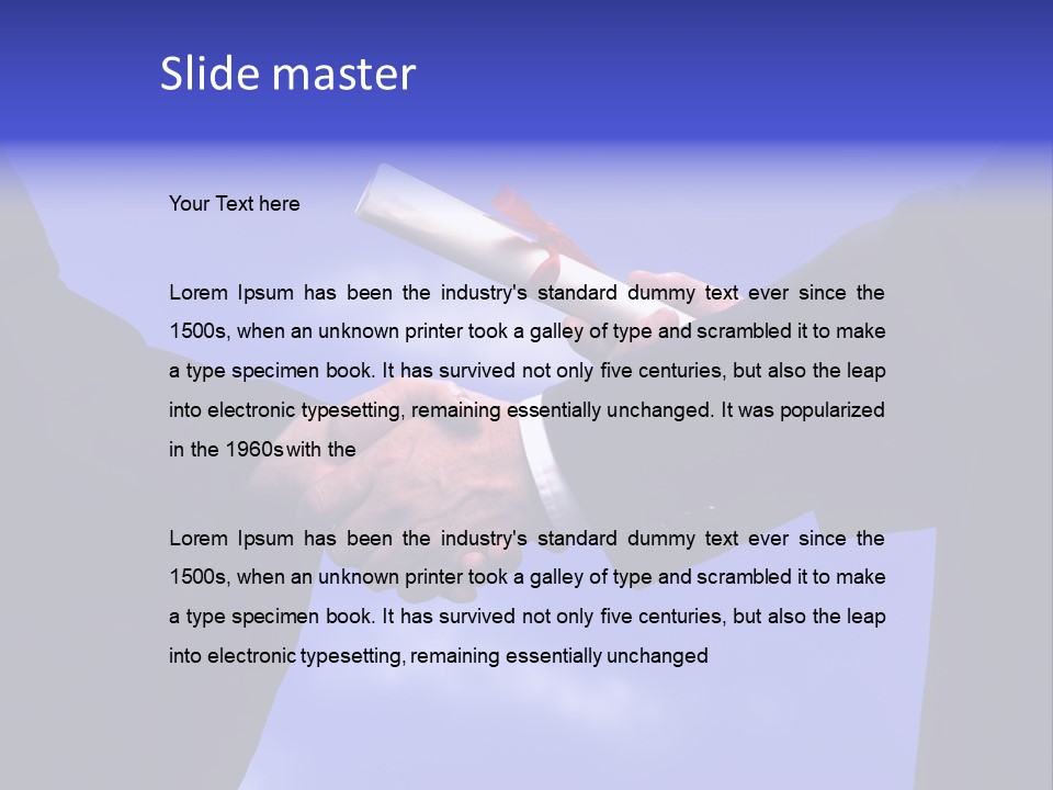 A Handshake With Presentation Of A Diploma PowerPoint Template