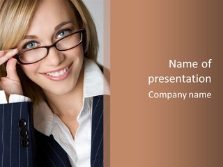 Businesswoman Wearing Glasses PowerPoint Template