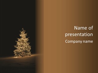 Pine Tree Outside Lit Up With Christmas Lights PowerPoint Template