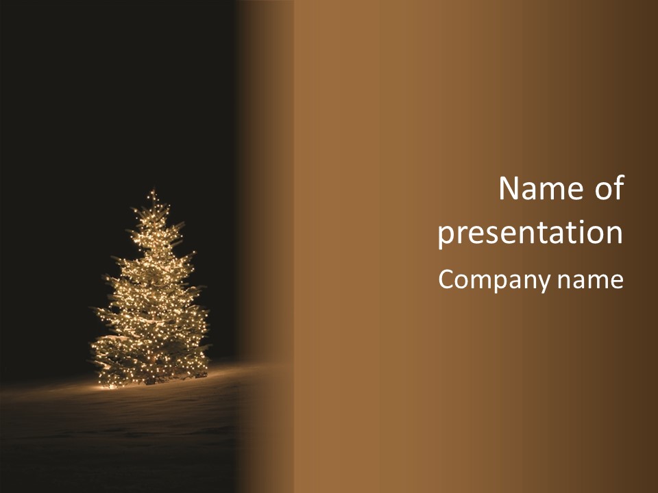 Pine Tree Outside Lit Up With Christmas Lights PowerPoint Template