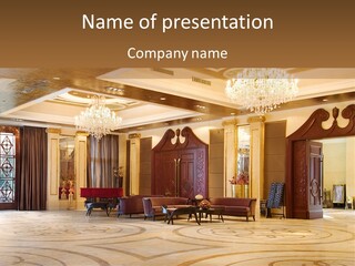 Modern Interior Of A Hall With A Soft Zone PowerPoint Template