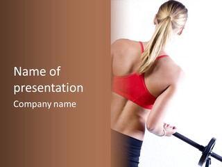 Pretty Girl Lifting Weights, Facing Away From Camera PowerPoint Template