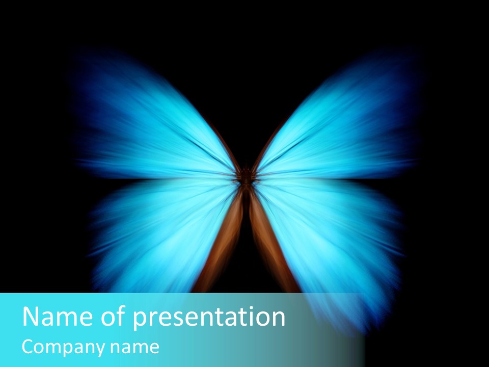 A Blue Butterfly On A Black Background PowerPoint Template
