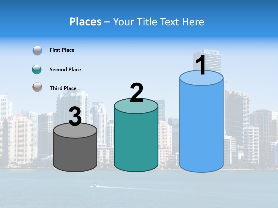 Sunny Miami Skyline From Biscayne Bay PowerPoint Template