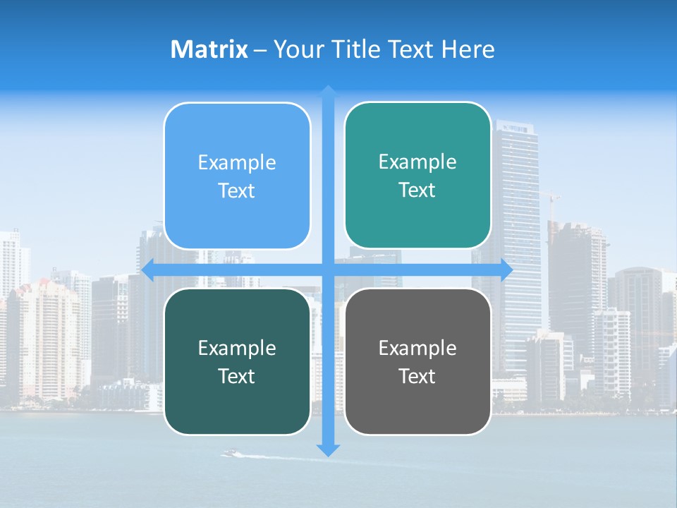 Sunny Miami Skyline From Biscayne Bay PowerPoint Template