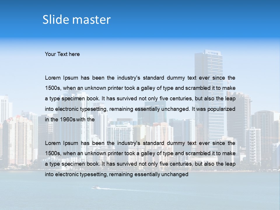 Sunny Miami Skyline From Biscayne Bay PowerPoint Template