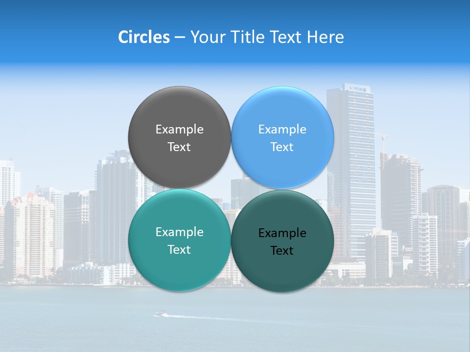 Sunny Miami Skyline From Biscayne Bay PowerPoint Template