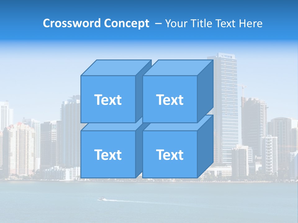 Sunny Miami Skyline From Biscayne Bay PowerPoint Template
