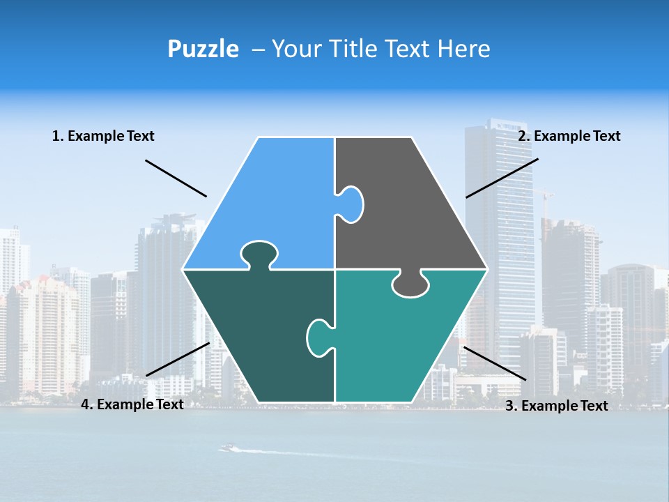 Sunny Miami Skyline From Biscayne Bay PowerPoint Template