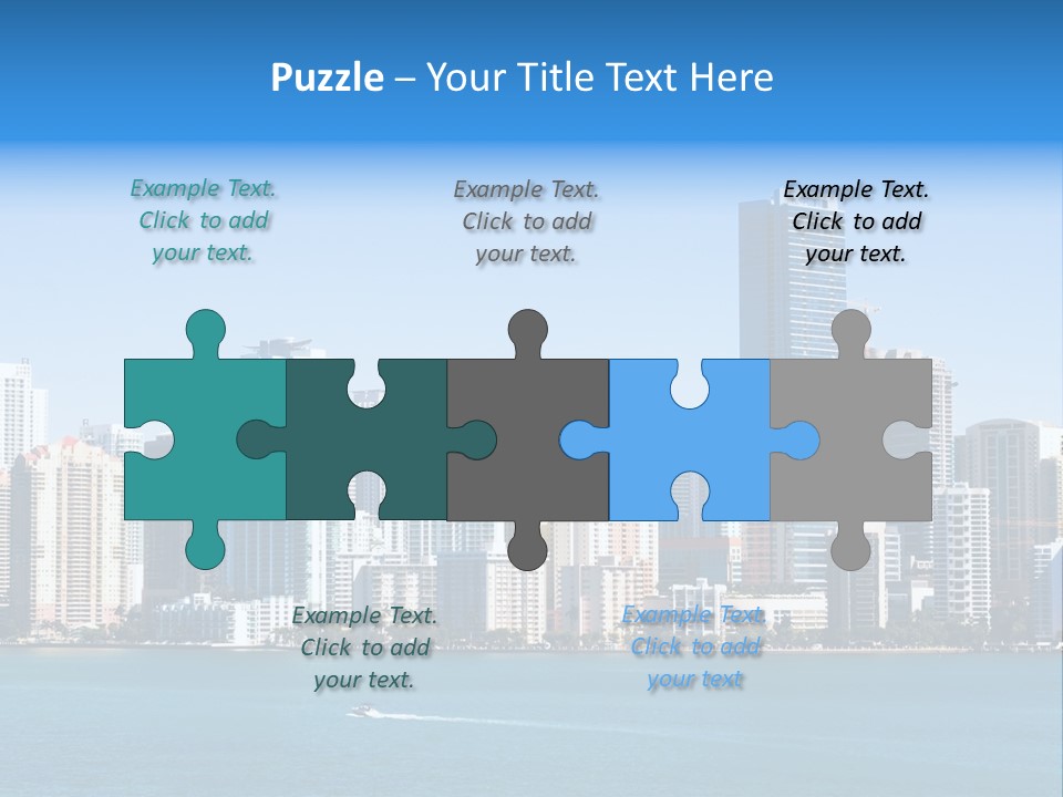 Sunny Miami Skyline From Biscayne Bay PowerPoint Template