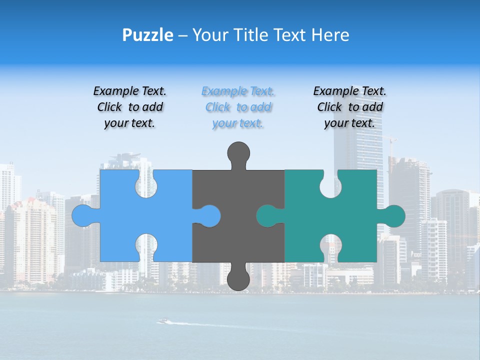 Sunny Miami Skyline From Biscayne Bay PowerPoint Template