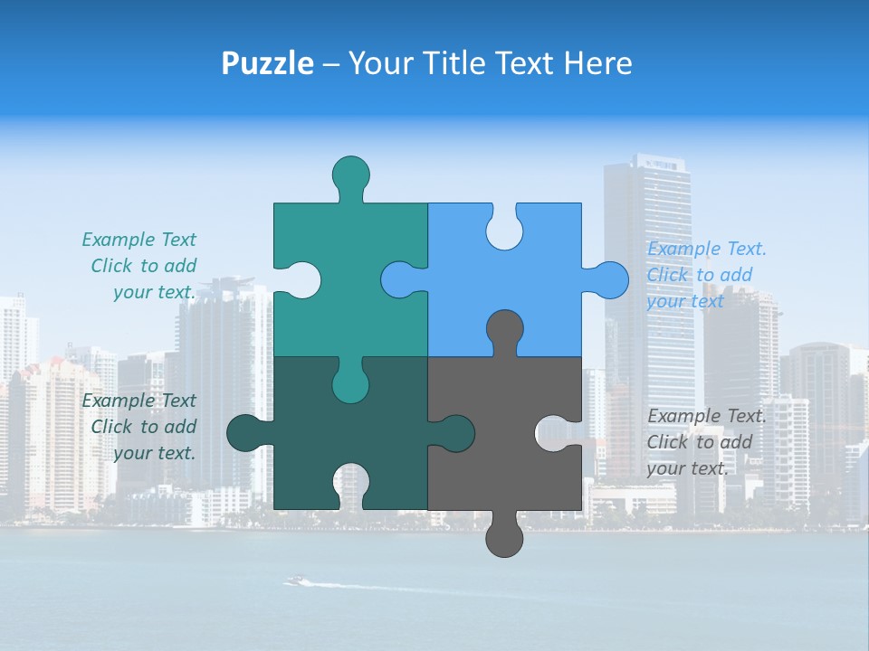 Sunny Miami Skyline From Biscayne Bay PowerPoint Template