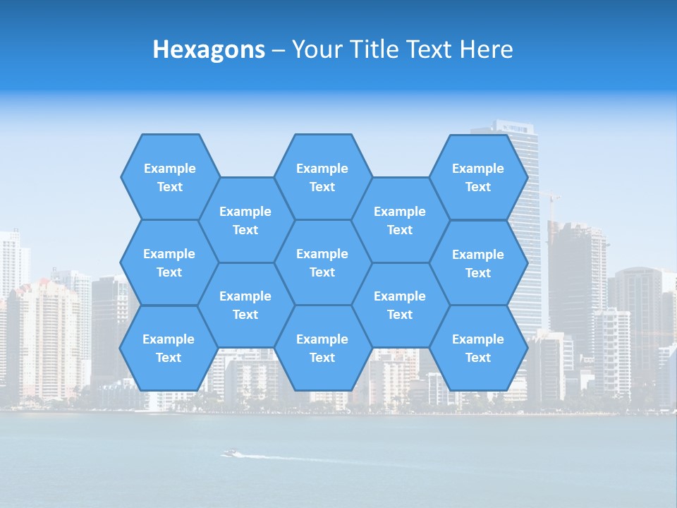 Sunny Miami Skyline From Biscayne Bay PowerPoint Template