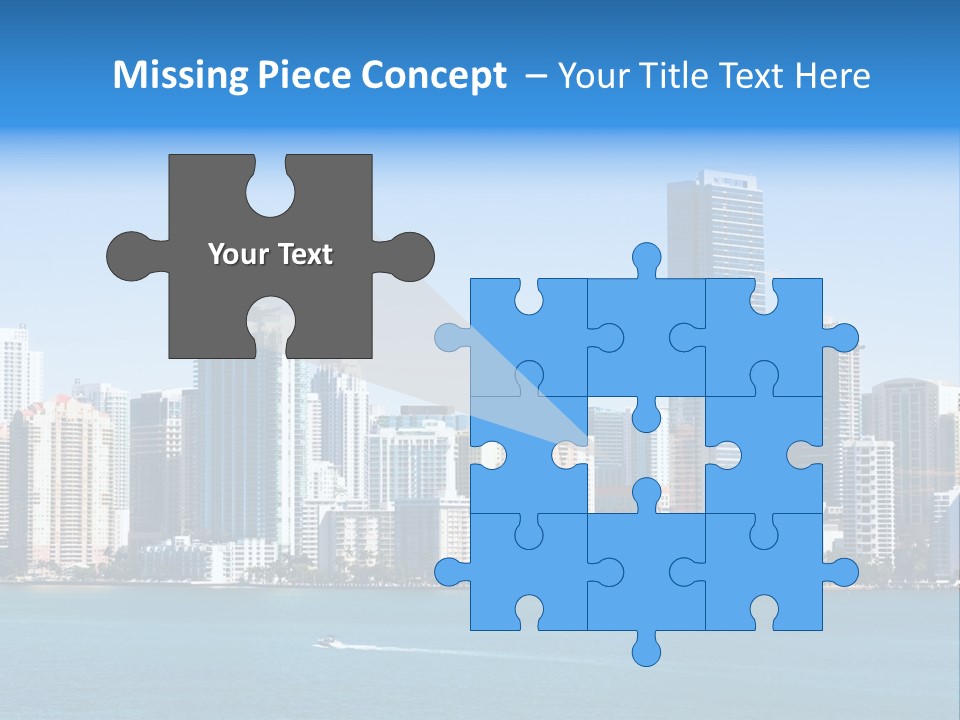 Sunny Miami Skyline From Biscayne Bay PowerPoint Template