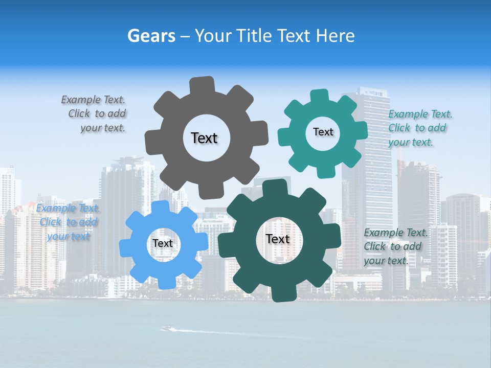 Sunny Miami Skyline From Biscayne Bay PowerPoint Template