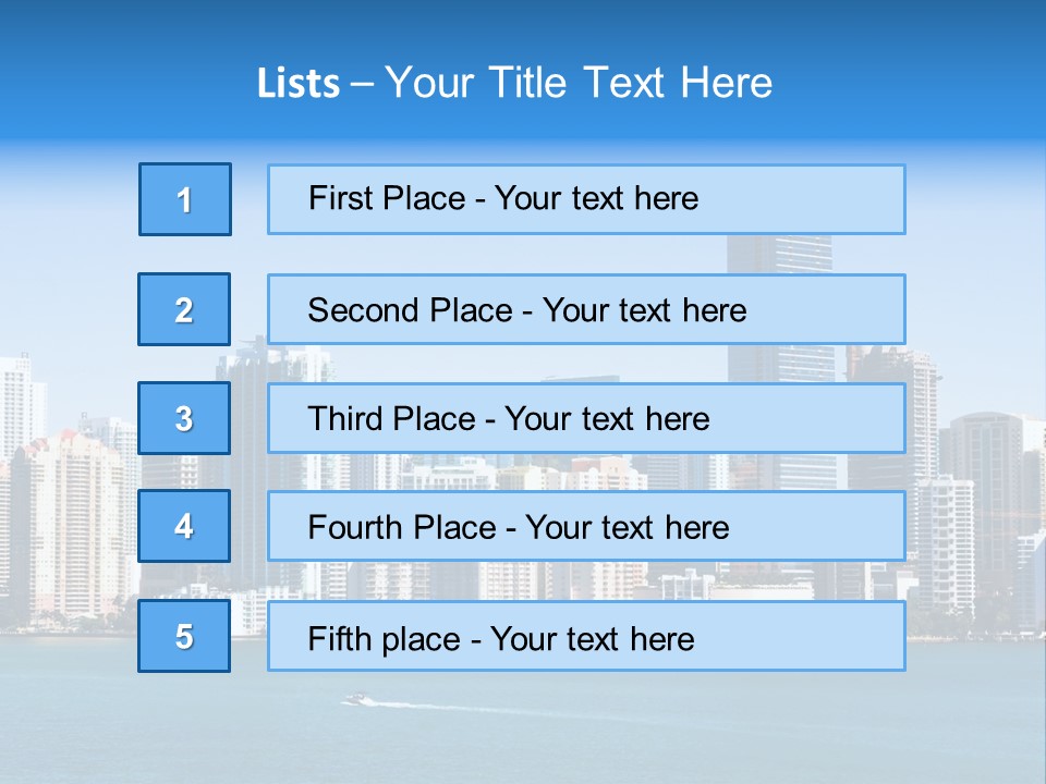 Sunny Miami Skyline From Biscayne Bay PowerPoint Template