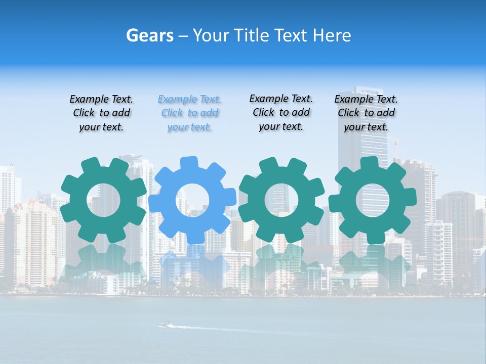 Sunny Miami Skyline From Biscayne Bay PowerPoint Template