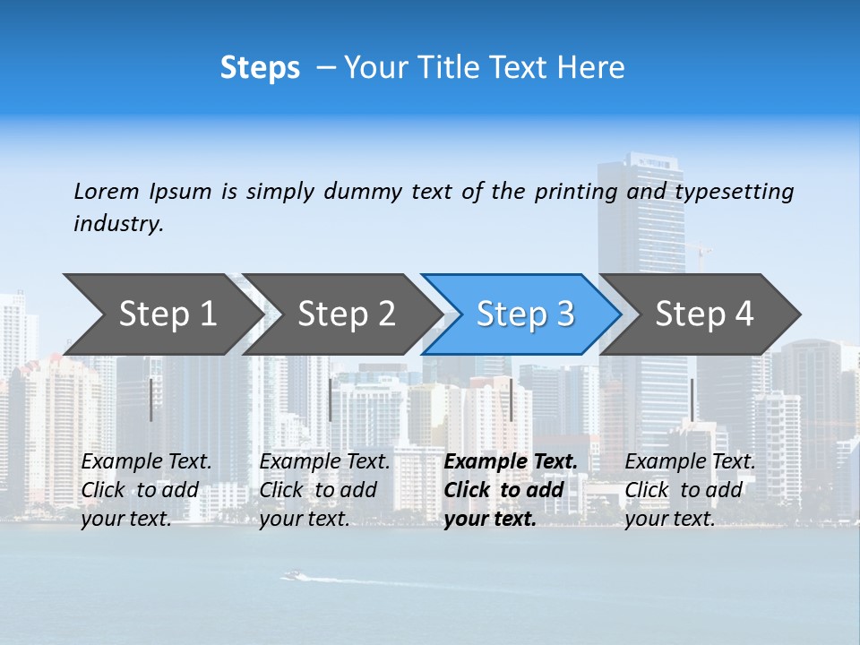 Sunny Miami Skyline From Biscayne Bay PowerPoint Template